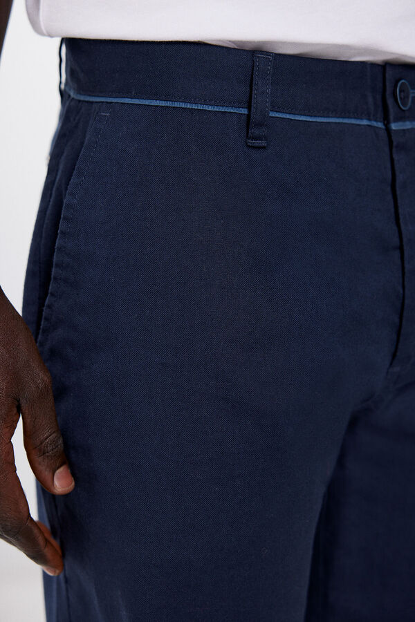 Springfield Comfort fit linen Bermuda shorts blue