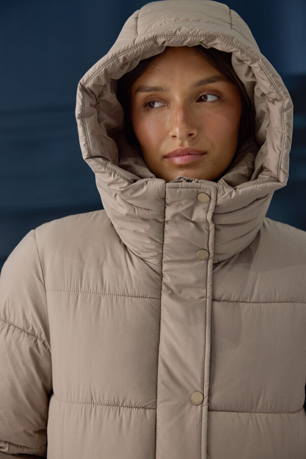 Springfield Veste longue matelass&eacute;e thermique &agrave; capuche nude