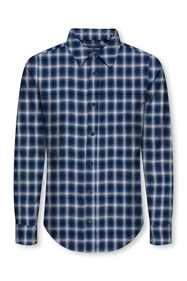 Only & Sons Junior Cotton flannel shirt blue