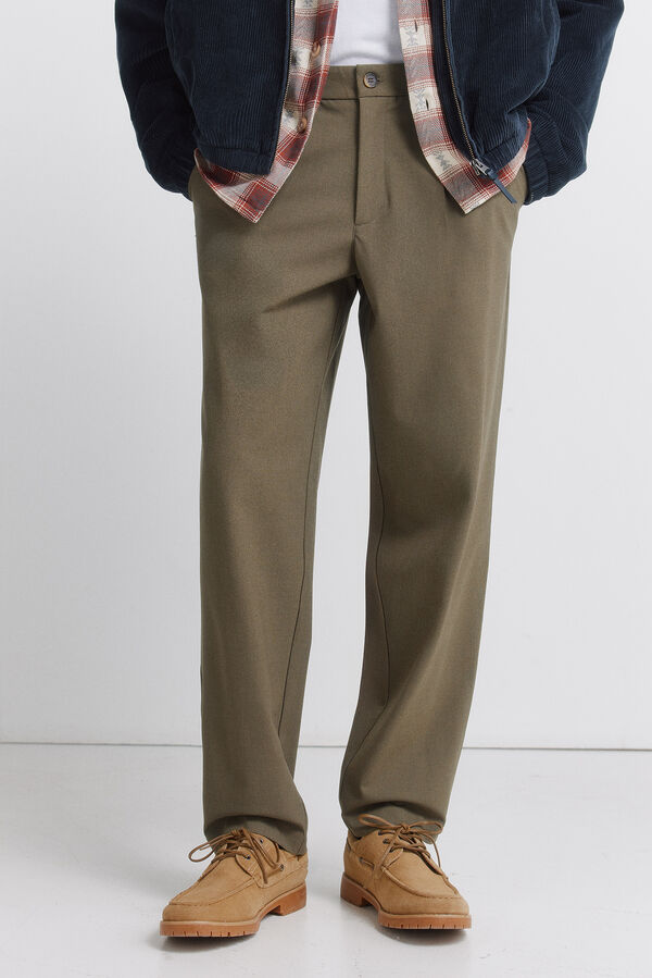 Springfield Relaxed fit pleated comfort trouser printed