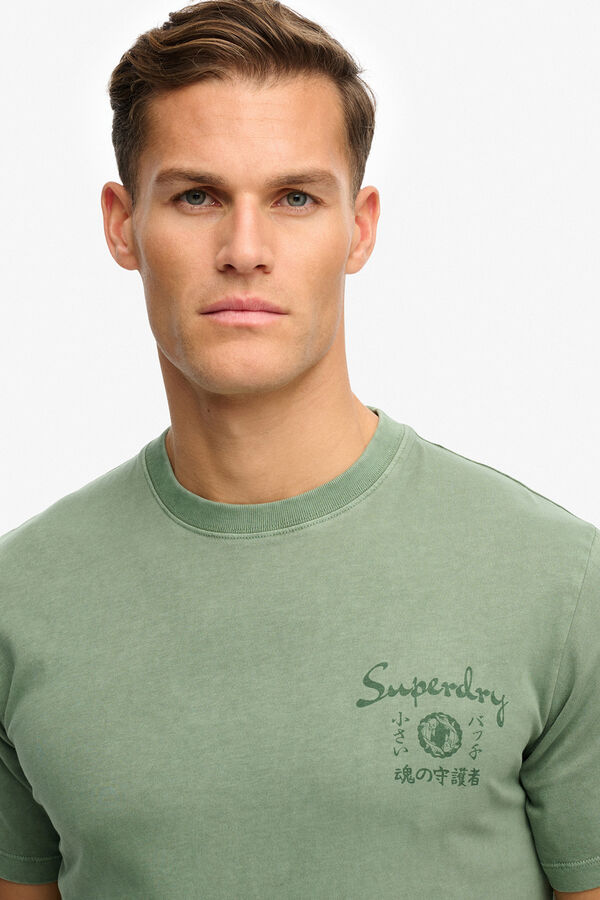 Superdry T-shirt de manga curta com estampado japon&ecirc;s nas costas bege