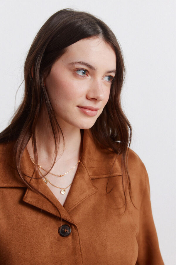 Springfield Faux suede blazer brown