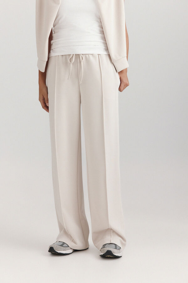 Springfield Soft sole wide leg sports trousers beige