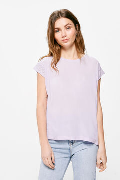 Springfield T-shirt Manches Broderie Suisse violet