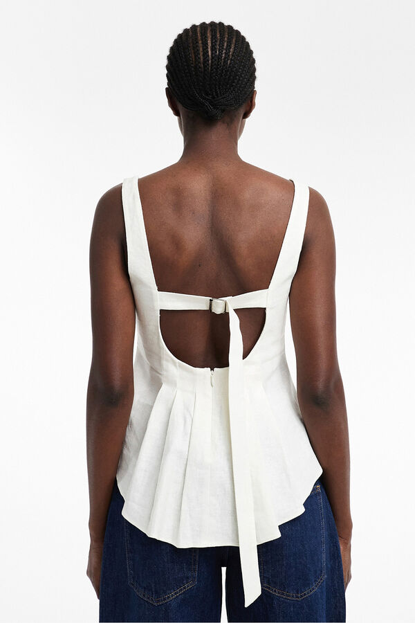 Topshop Strappy pleated blouse white