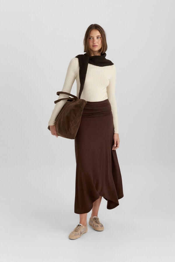 Springfield Asymmetric midi skirt brown