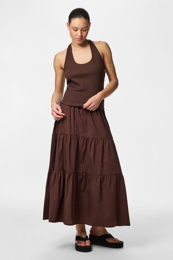 Pieces Panelled long skirt red