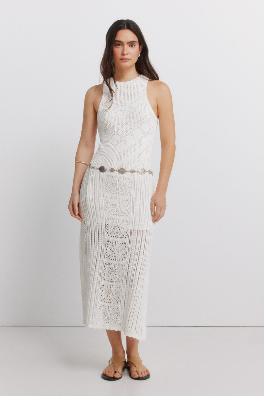 Vestido midi pointelle