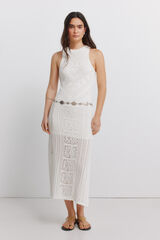 Springfield Vestido midi pointelle blanco