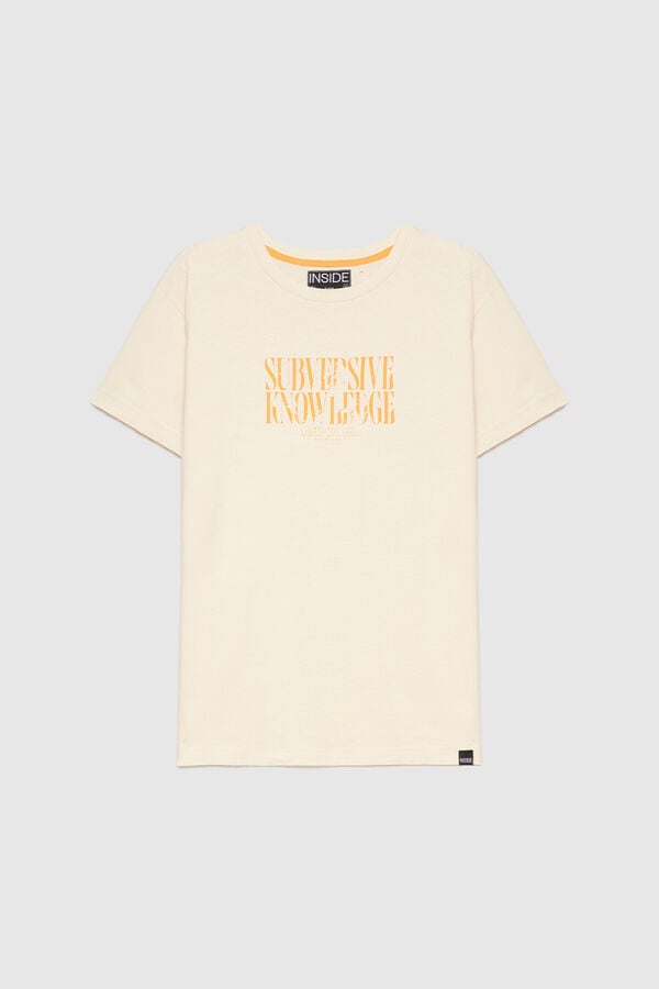 Springfield Camiseta Estampado Texto beige
