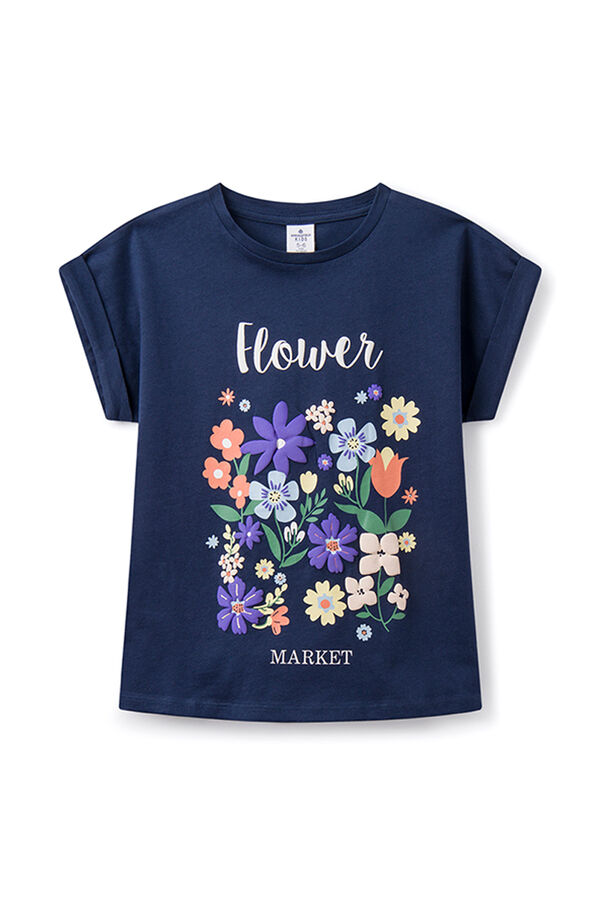 Springfield Girls' Flower Market T-shirt steel blue