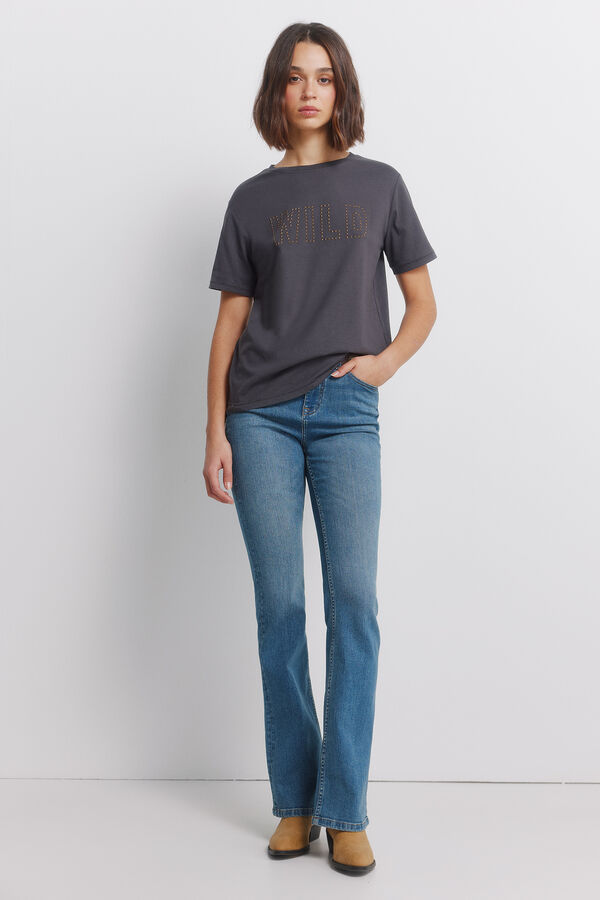 Springfield Cotton short sleeve studded T-shirt grey