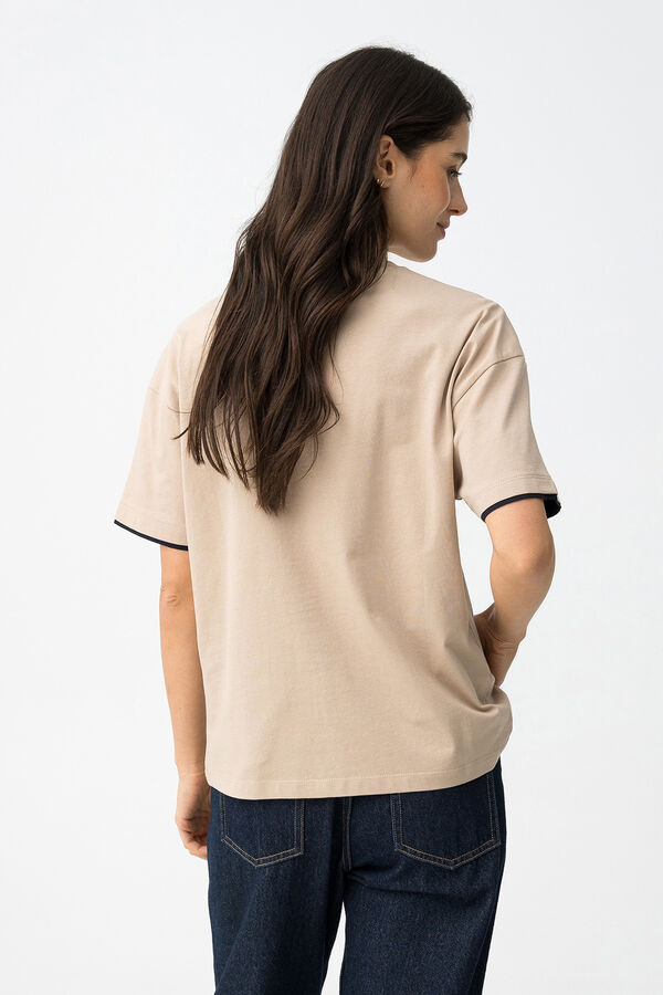 Tiffosi Camiseta b&aacute;sica print beige
