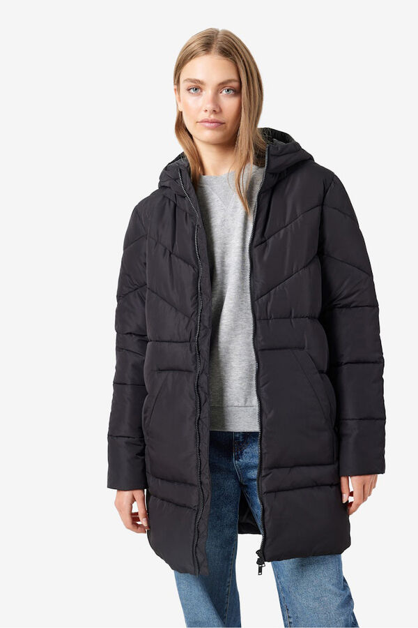 Noisy May padded coat with hood  black