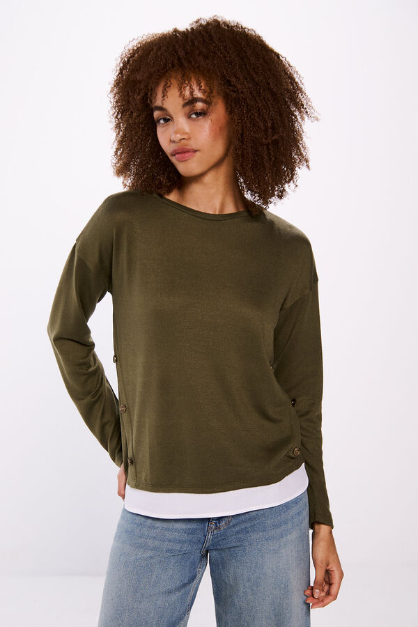 Springfield Kombinirana majica s gumbi sa strane Kaki