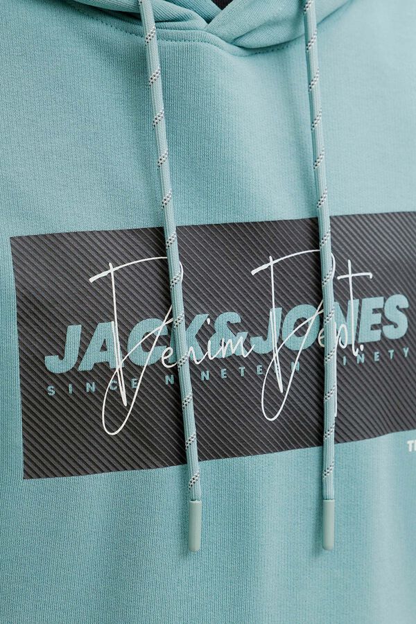 Jack & Jones Sudadera con capucha logo turquesa