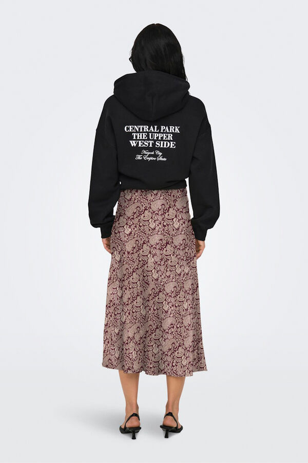 Only Falda midi sat&eacute;n estampado