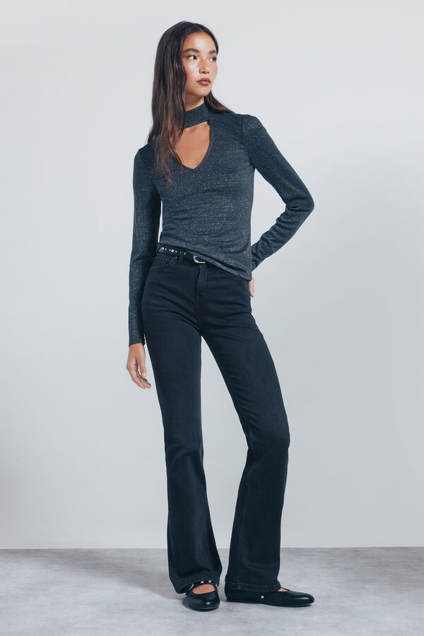 Springfield Lurex choker neck top grey