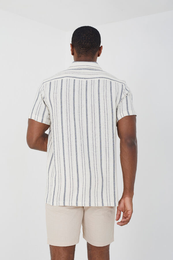 Brave Soul Camisa a rayas manga corta marfil