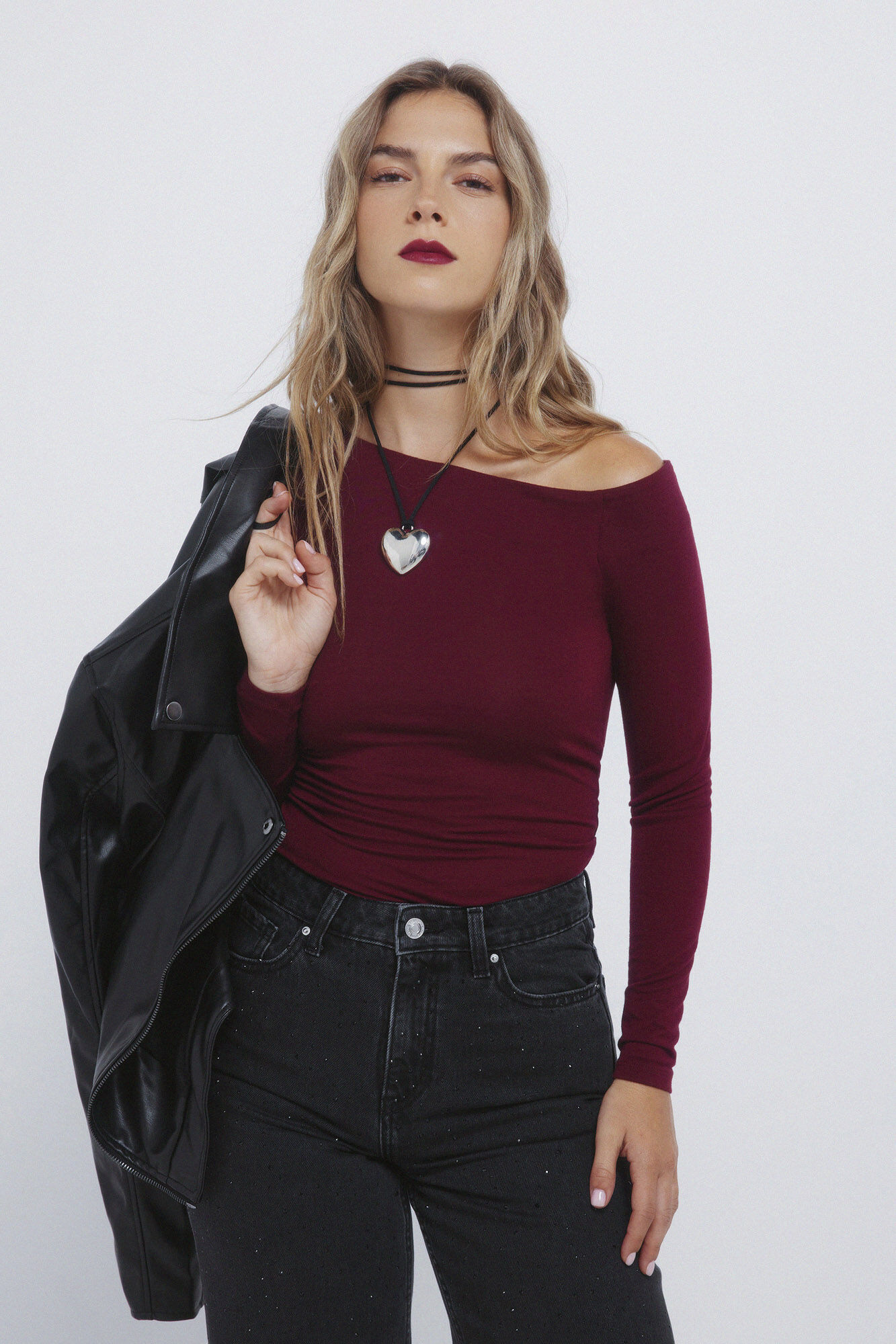 Springfield Camiseta ajustada escote asim&eacute;trico