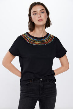 Springfield T-shirt with raised borders on collar black