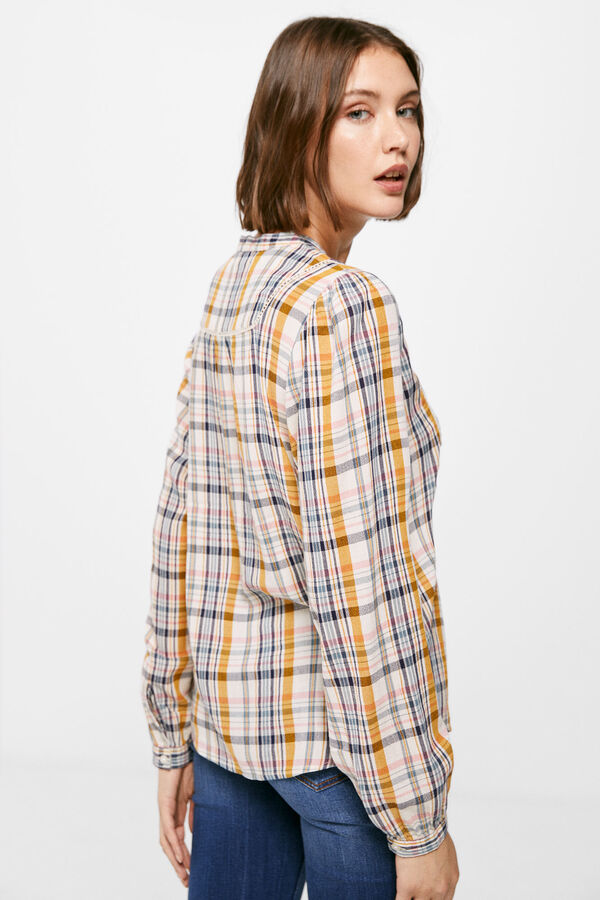 Springfield Checked blouse with buttons  mustard