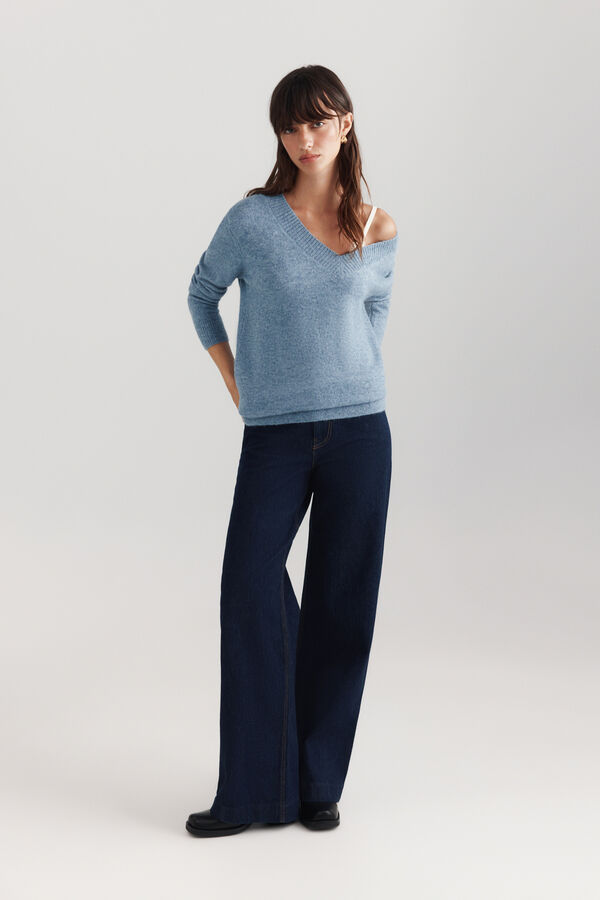 Springfield Oversize V-neck jumper blue
