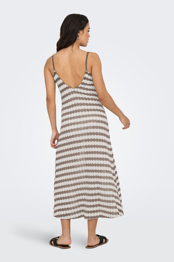 Only Vestido midi de rayas marfil
