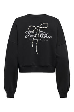 Only Sudadera cropped detalle perlas