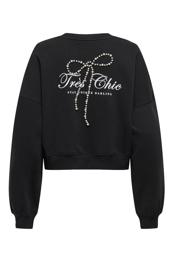 Only Cropped sweatshirt with pearl detail black