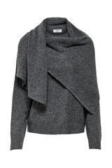 JDY Pullover mit Halstuch Grau