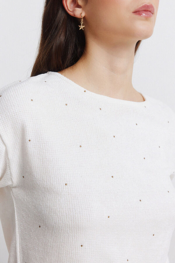 Springfield Camiseta chenilla tachas beige