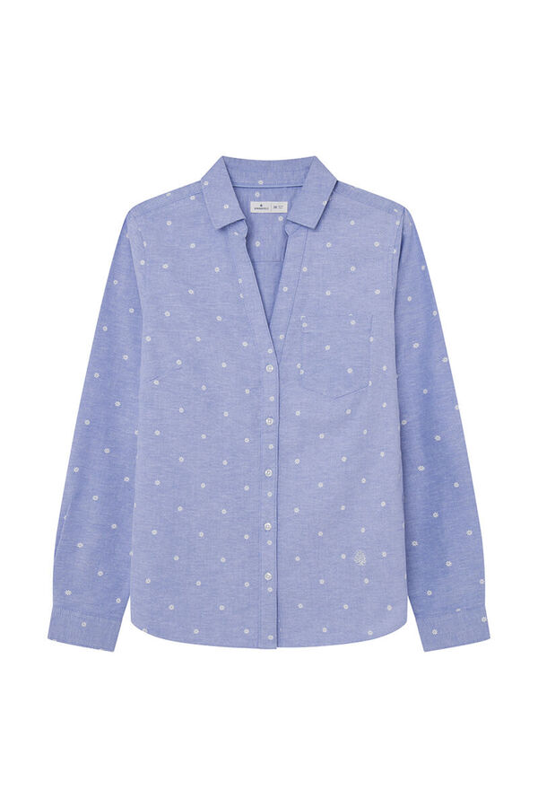 Springfield Oxford V-neck blouse indigo blue