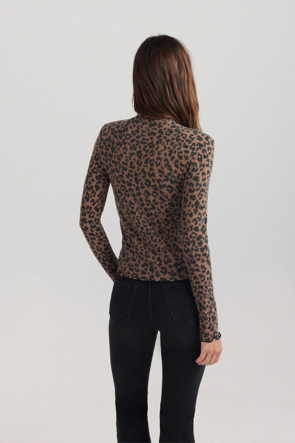Springfield Animal print long sleeve T-shirt nude