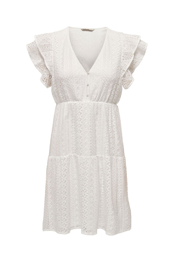 Only Short dress with openwork details white