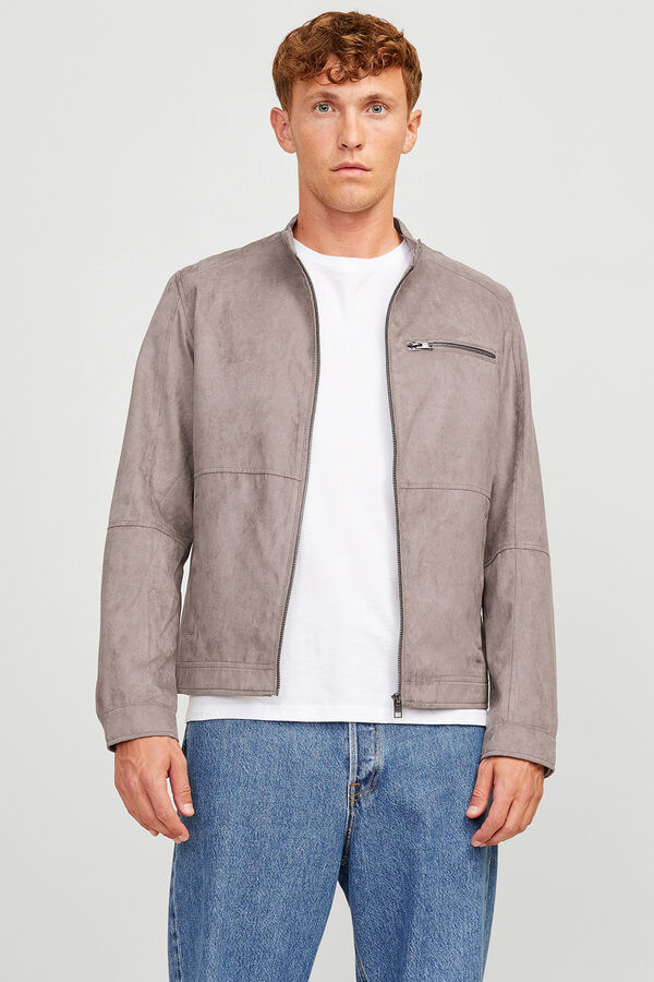 Jack & Jones Cazadora biker antelina gris