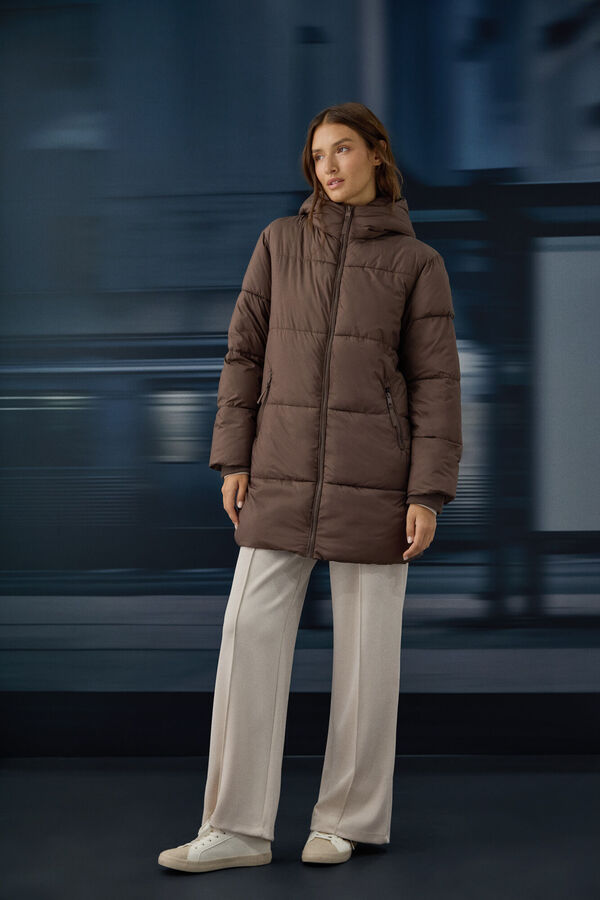 Springfield Water-resistant midi puffer jacket brown