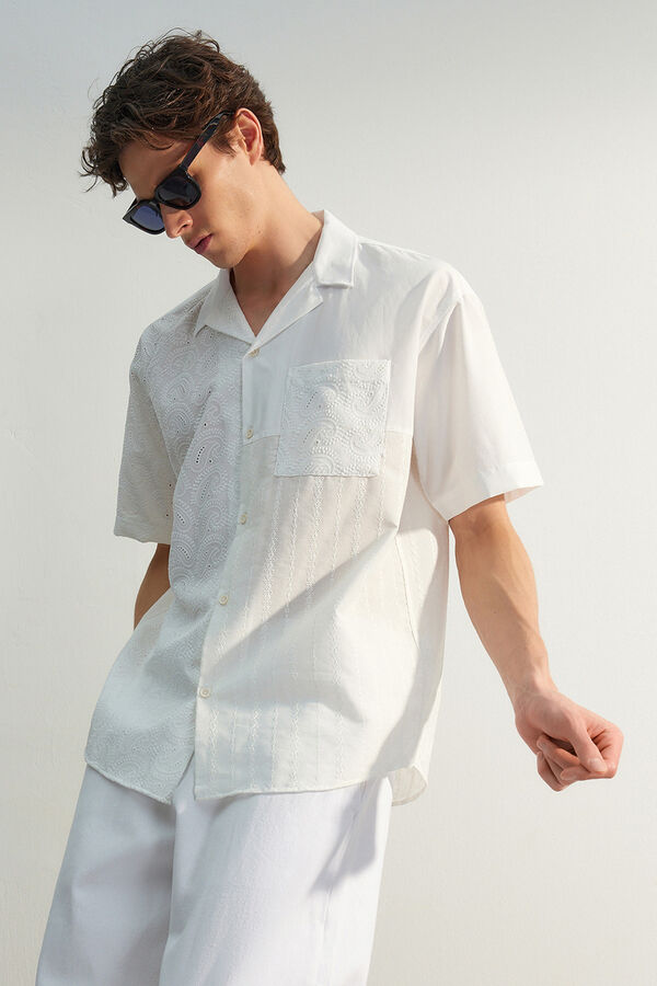 Trendyol Camisa oversize manga corta blanco