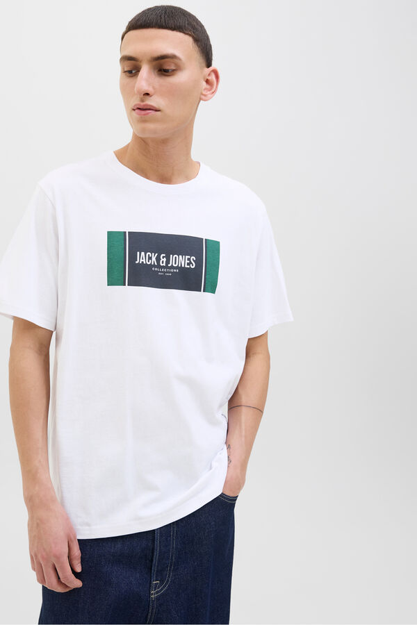 Jack & Jones Camiseta regular fit estampada blanco