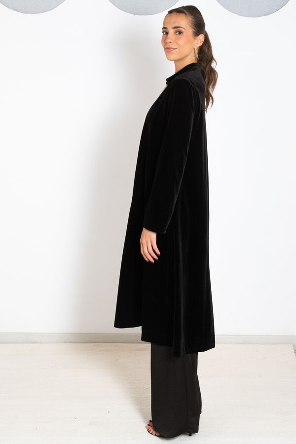 Cul Sac Velvet midi coat black