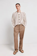 Springfield Dobby straight fit trousers nude