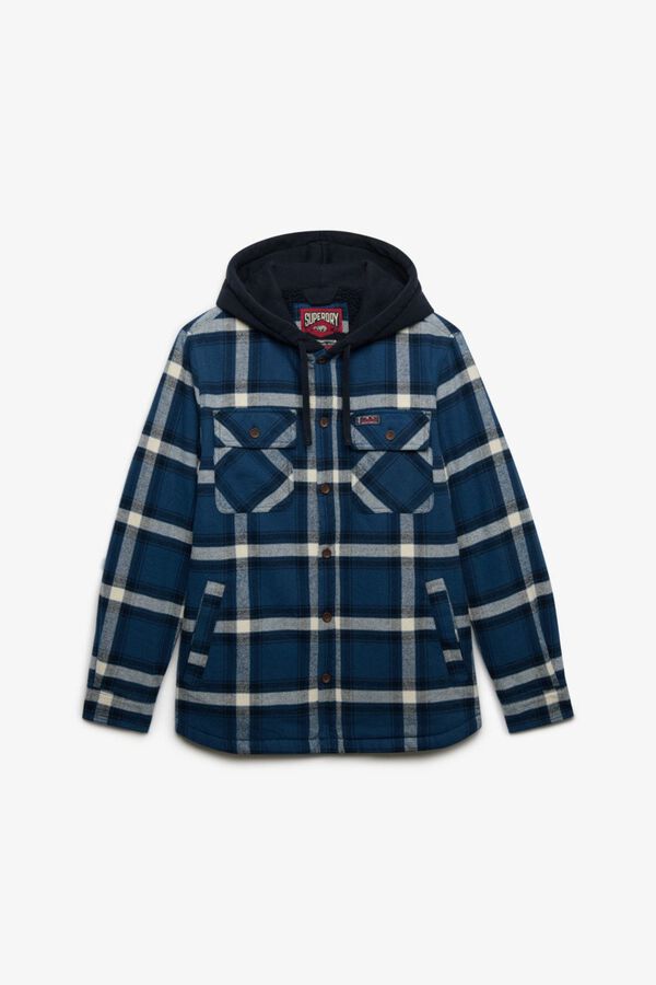 Superdry Plaid hooded overshirt printed
