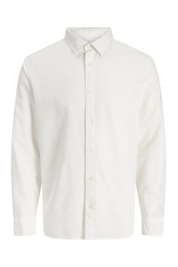 Jack & Jones PLUS Linen long sleeve shirt blanc