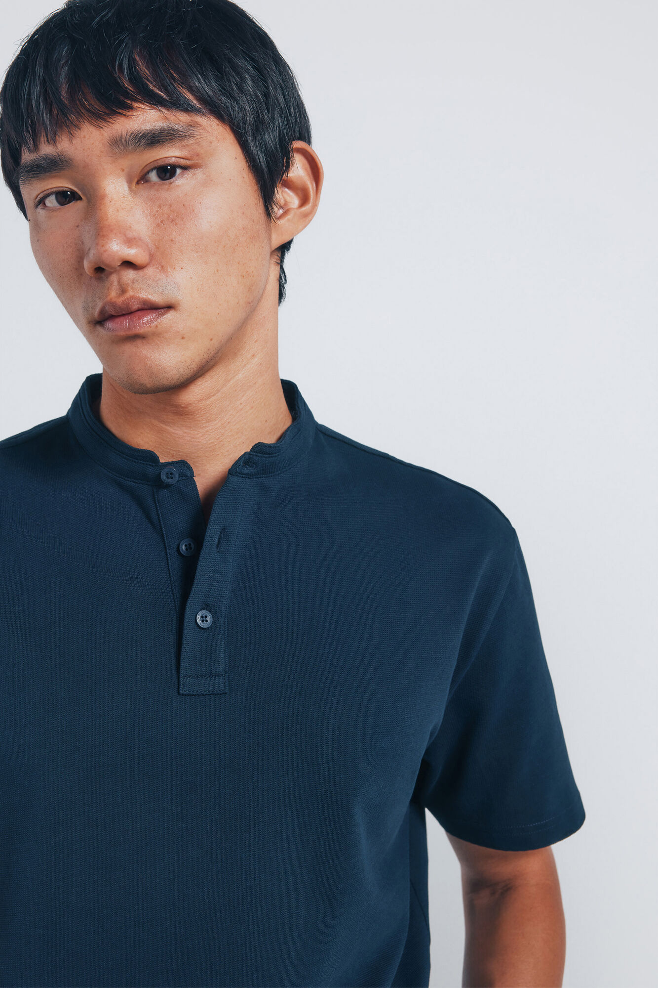 Springfield Regular fit mandarin collar piqu&eacute; polo shirt