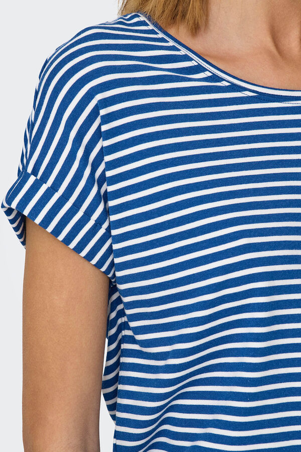 Springfield Striped short-sleeved round neck T-shirt blue