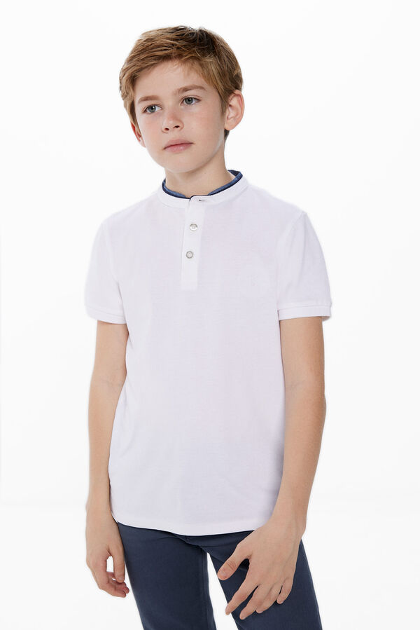 Springfield Boy's mandarin collar polo shirt white