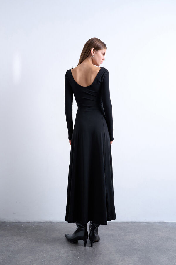 Topshop Vestido largo de manga larga con modal negro