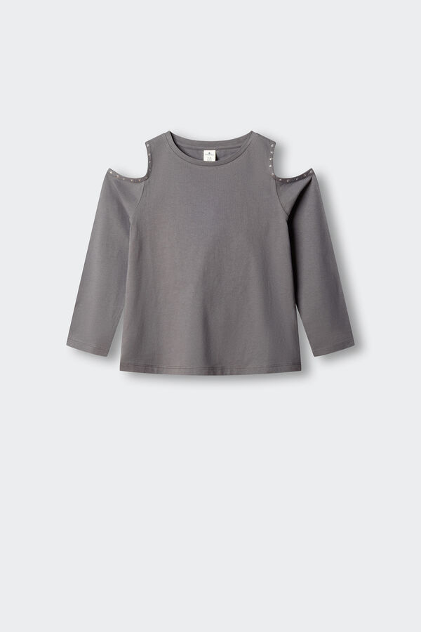 Springfield Kids Camiseta manga larga cut out ni&ntilde;a gris