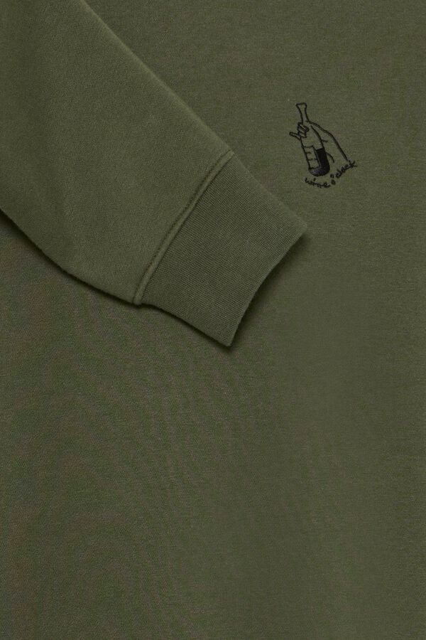 Blend Embroidered round neck sweatshirt vert