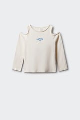 Springfield Kids T-shirt manga comprida ombro descoberto canelada de menina bege